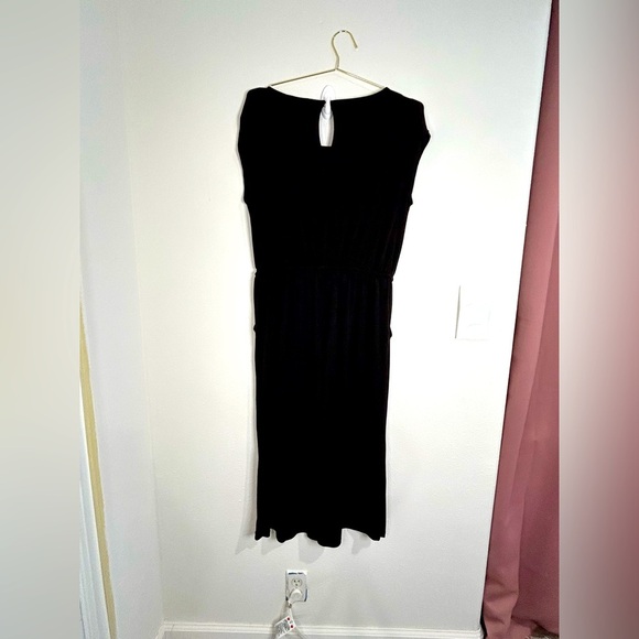 Market & Spruce Black Jumpsuit Size Large Sleeveless Tie Waist Cropped Wide Leg - Picture 6 of 9